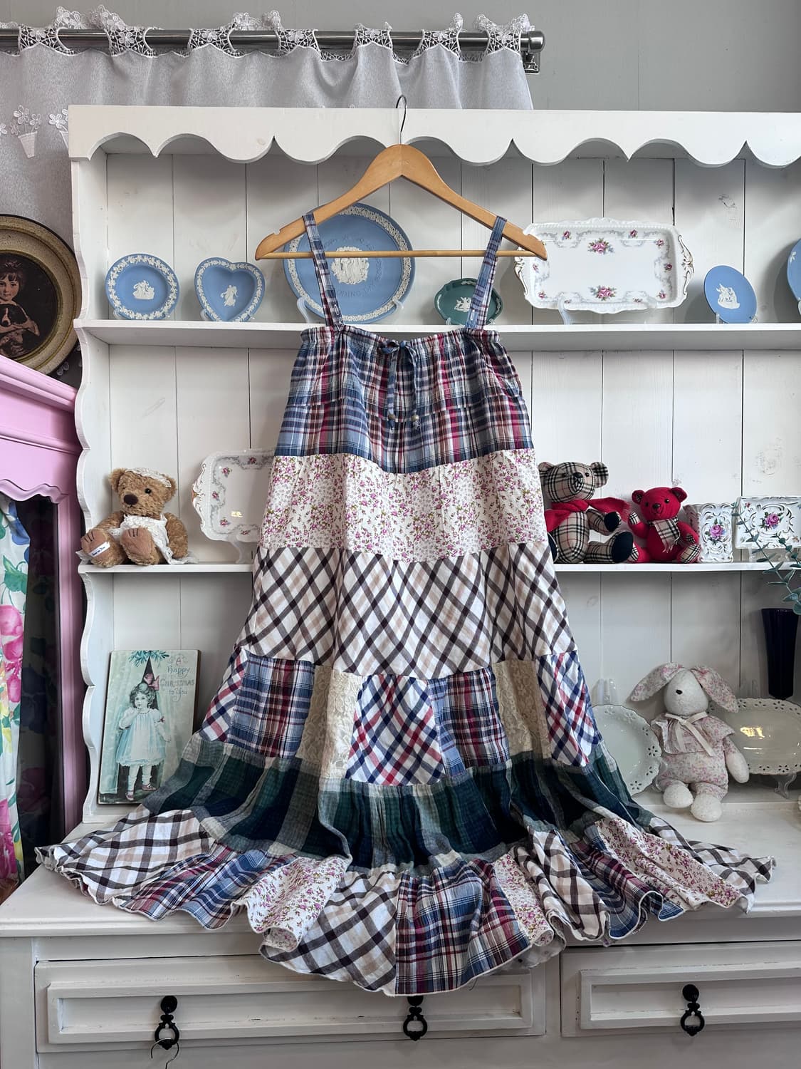 패치워크 플라워 롱 원피스 상품이미지1