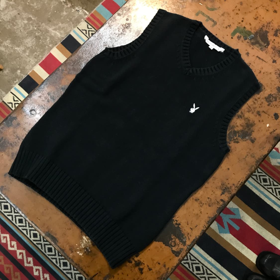 플레이 보이 자수 로고 블랙 니트 조끼 베스트 여성 55 66 상품이미지2