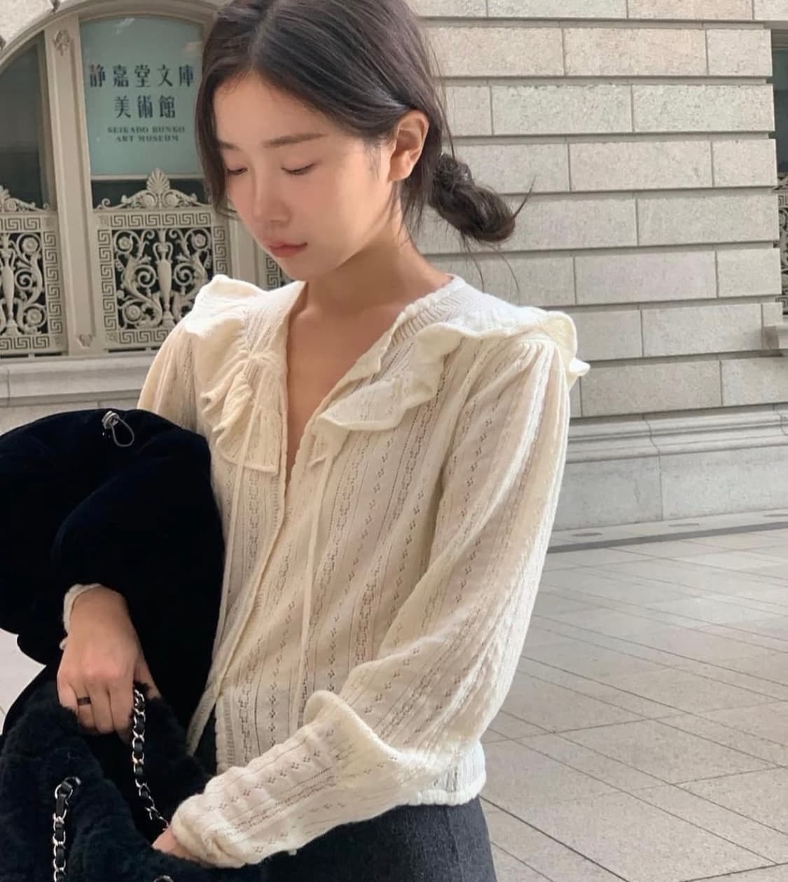 [미착]더바넷 Finni Pointelle Knit Cardi_ivory 상품이미지1