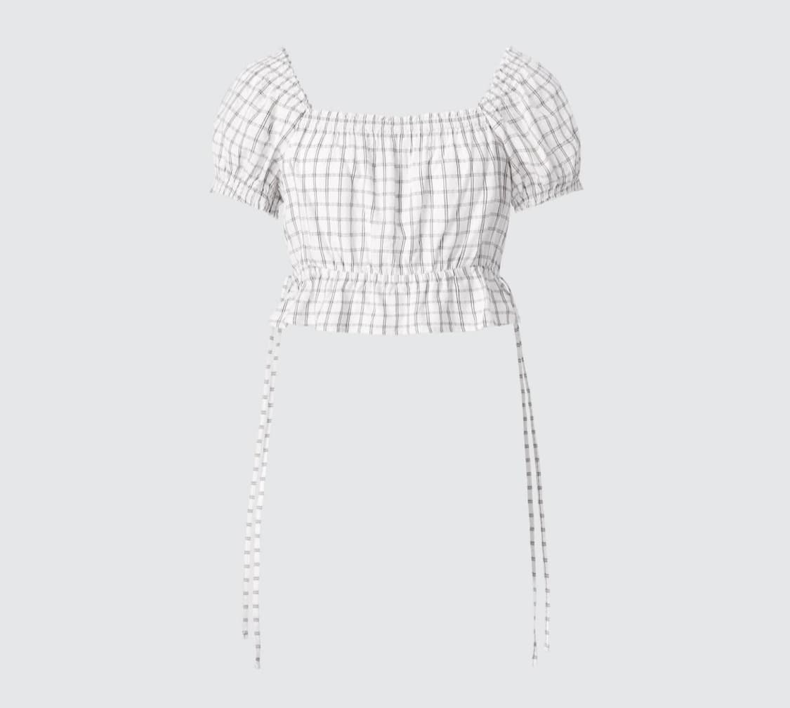 유니클로 : C 체크 크롭 예쁜 블라우스 상품이미지2