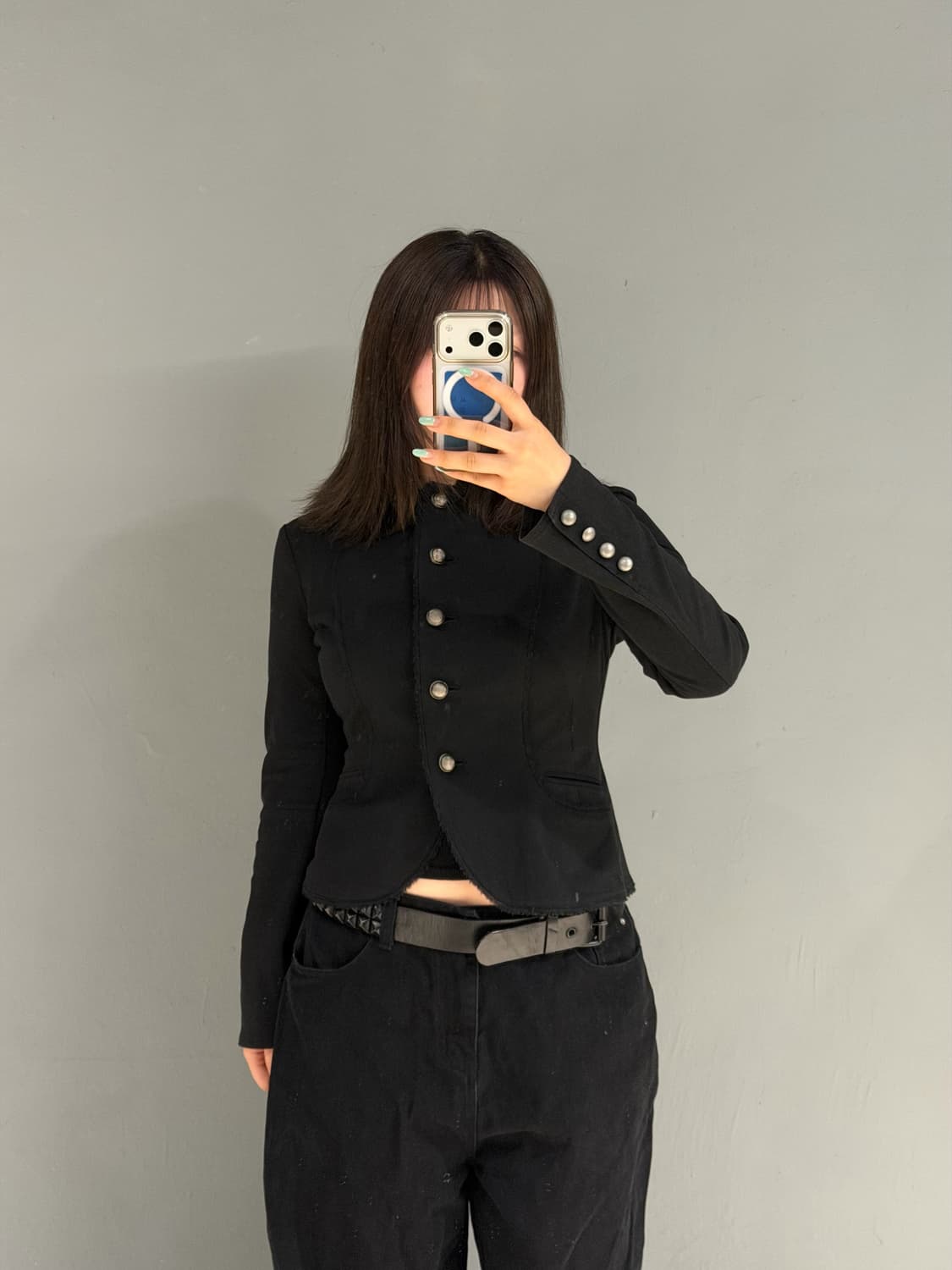 button-up detail non collar jacket 상품이미지2