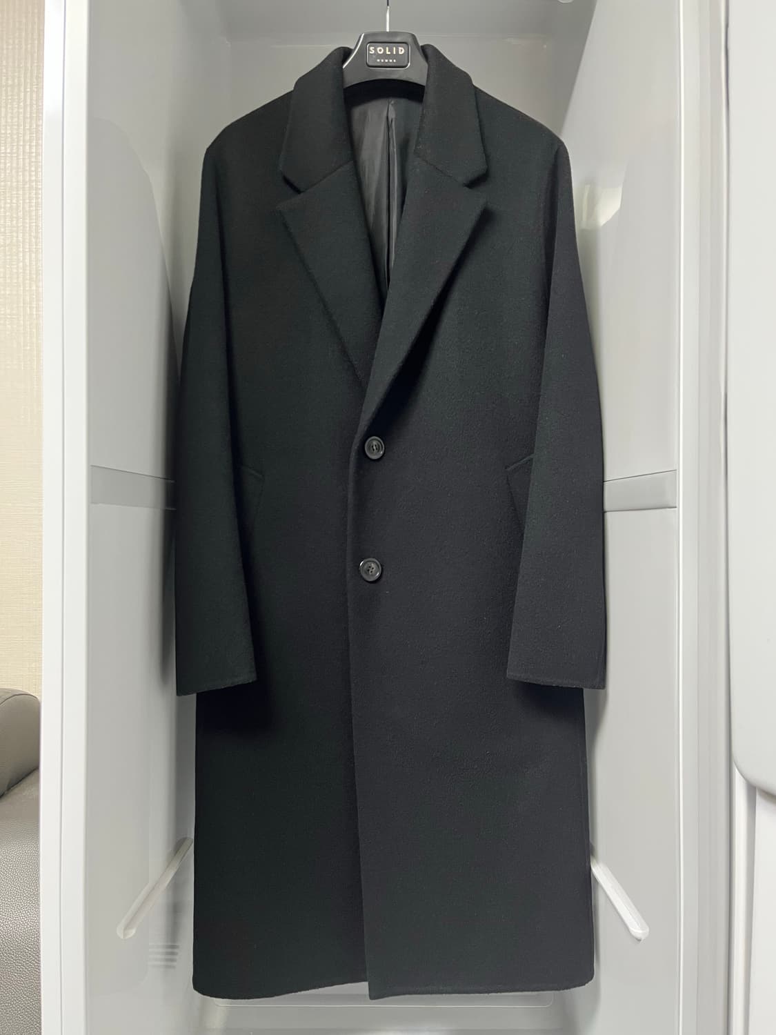 솔리드옴므 블랙 핸드메이드 캐시미어 코트 46사이즈 상품이미지1