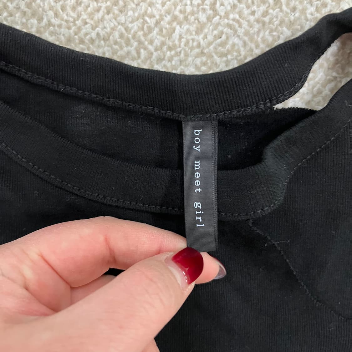 F 빈티지 여성 트임 블랙 긴팔 티셔츠 0123M 상품이미지2