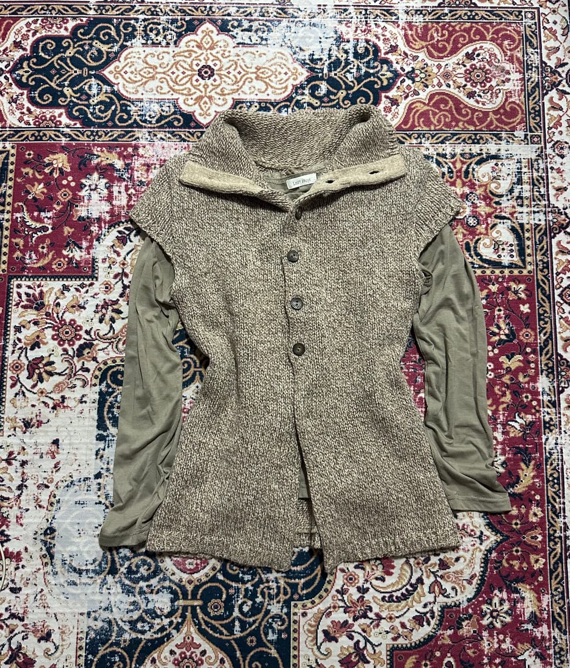 모리걸 니트 반팔 가디건 레이스 버튼 롱슬리브리스 코디 상품이미지1