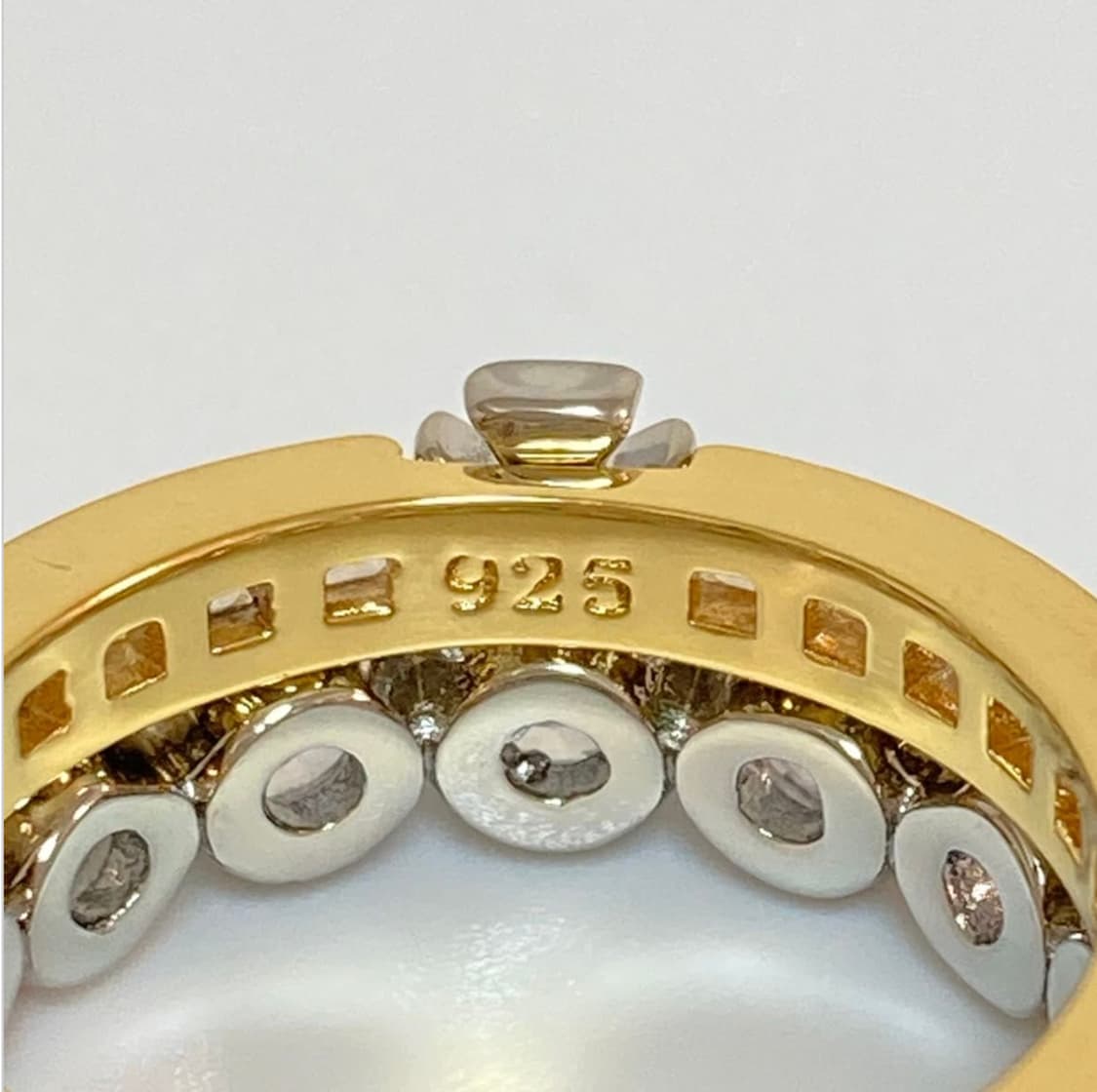 비비안웨스트우드 아카이브 큐빌크리스탈 골드실버 2단링 반지 상품이미지3