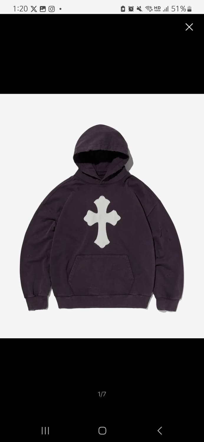 스웨이드 후드티 CROSS HOODIE PUPLE 상품이미지1