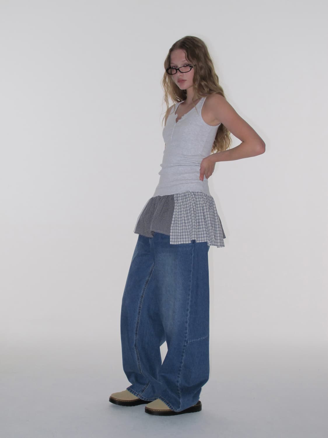 CHECK FLARE DRESS_GREY 상품이미지3