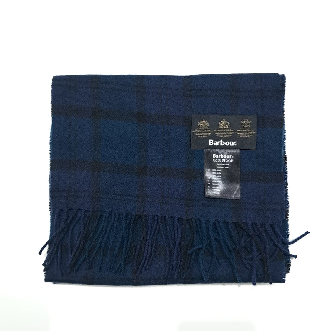 MX475 바버 3크레스트 울 타탄체크 네이비 머플러 목도리 상품이미지6