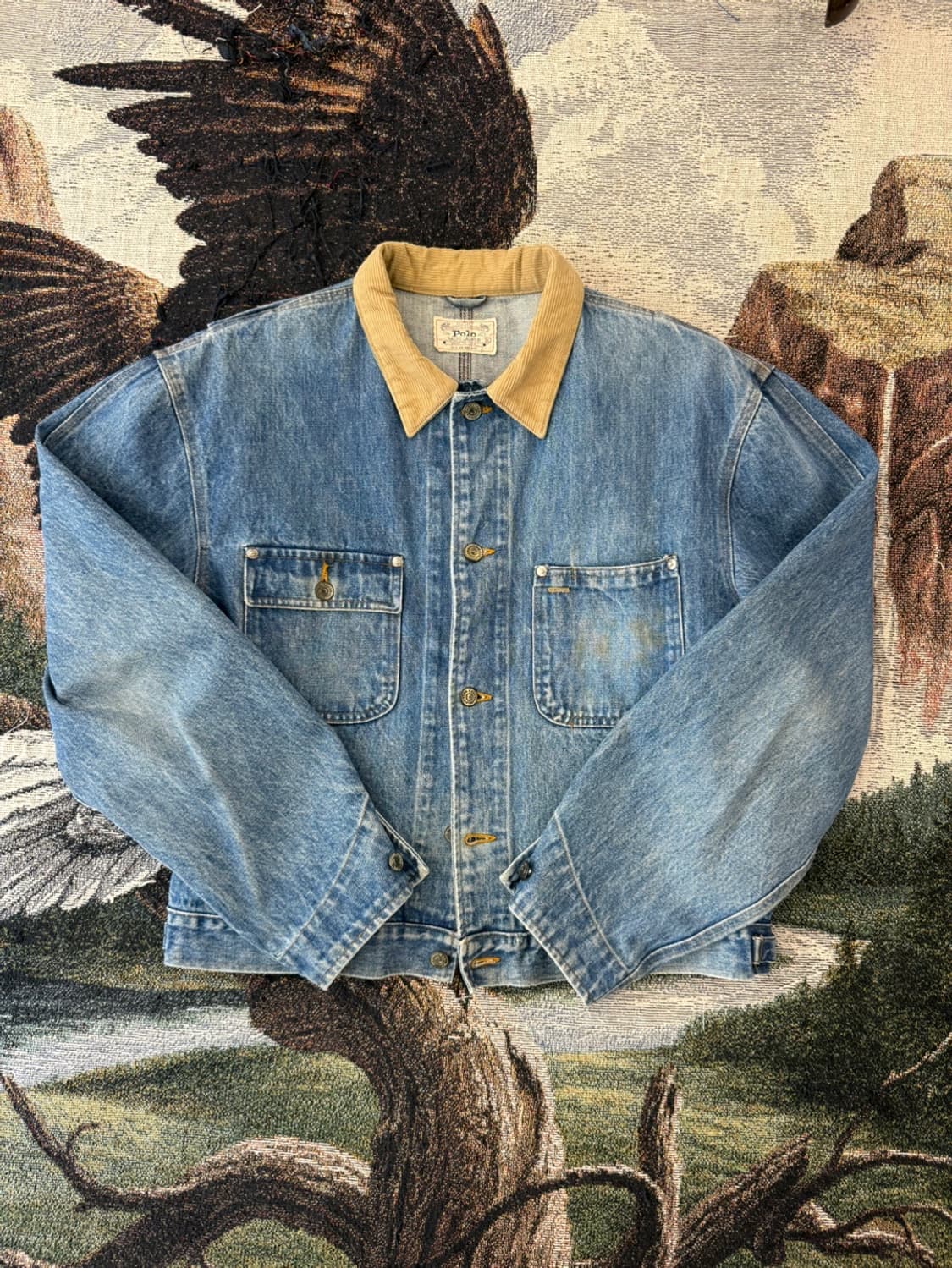 90s 폴로 랄프로렌 덩가리 데님자켓 XL (포켓 없는 버젼) 상품이미지1