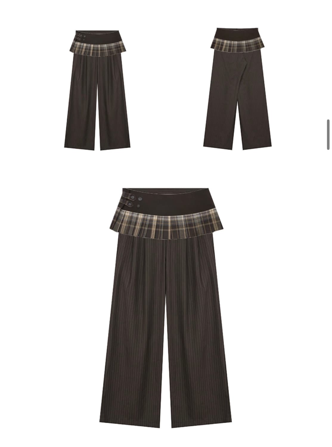 라티젠 체크 팬츠 스커트 - 브라운 상품이미지2