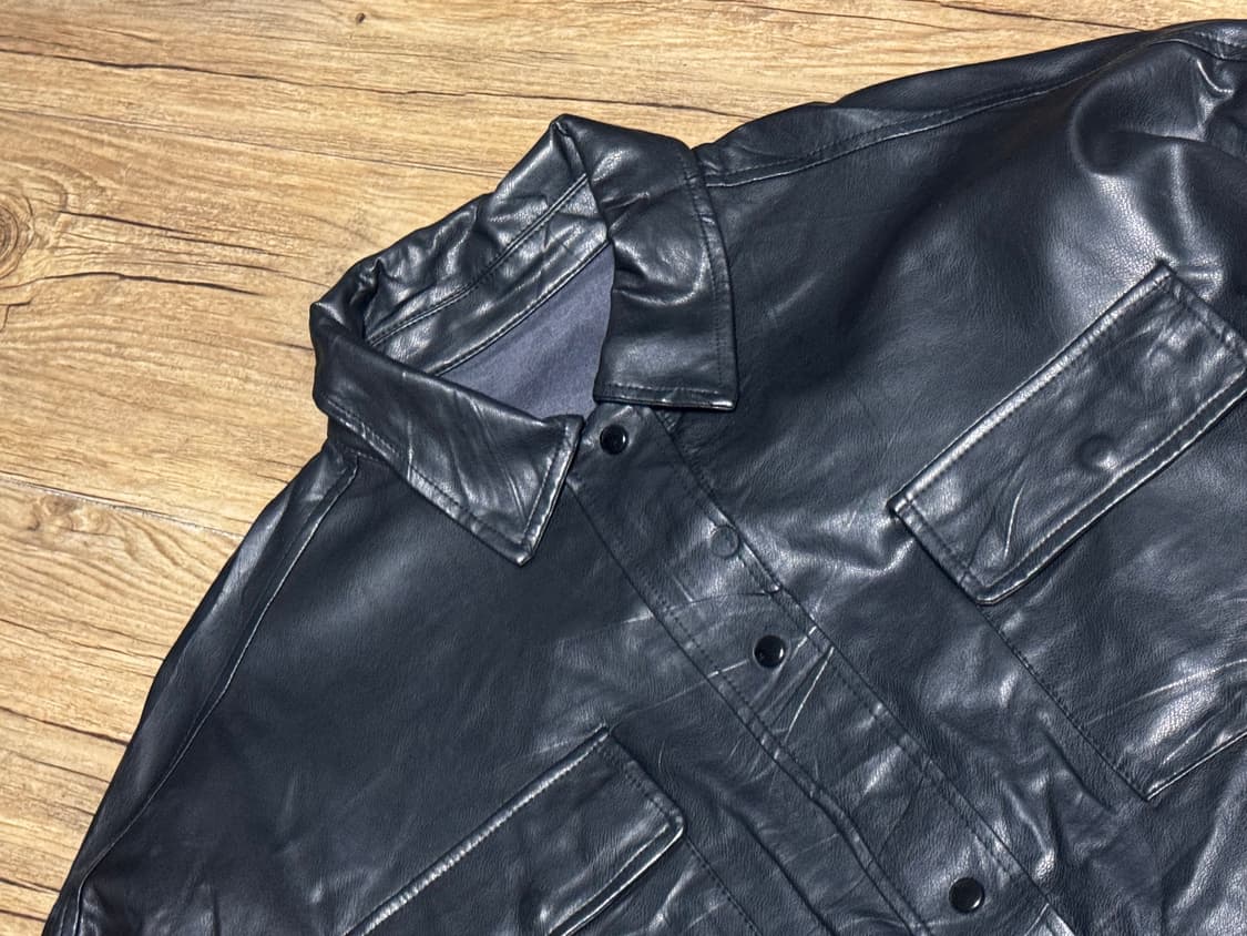 잉그 페이크 레더 버튼 셔츠 자켓 상품이미지5