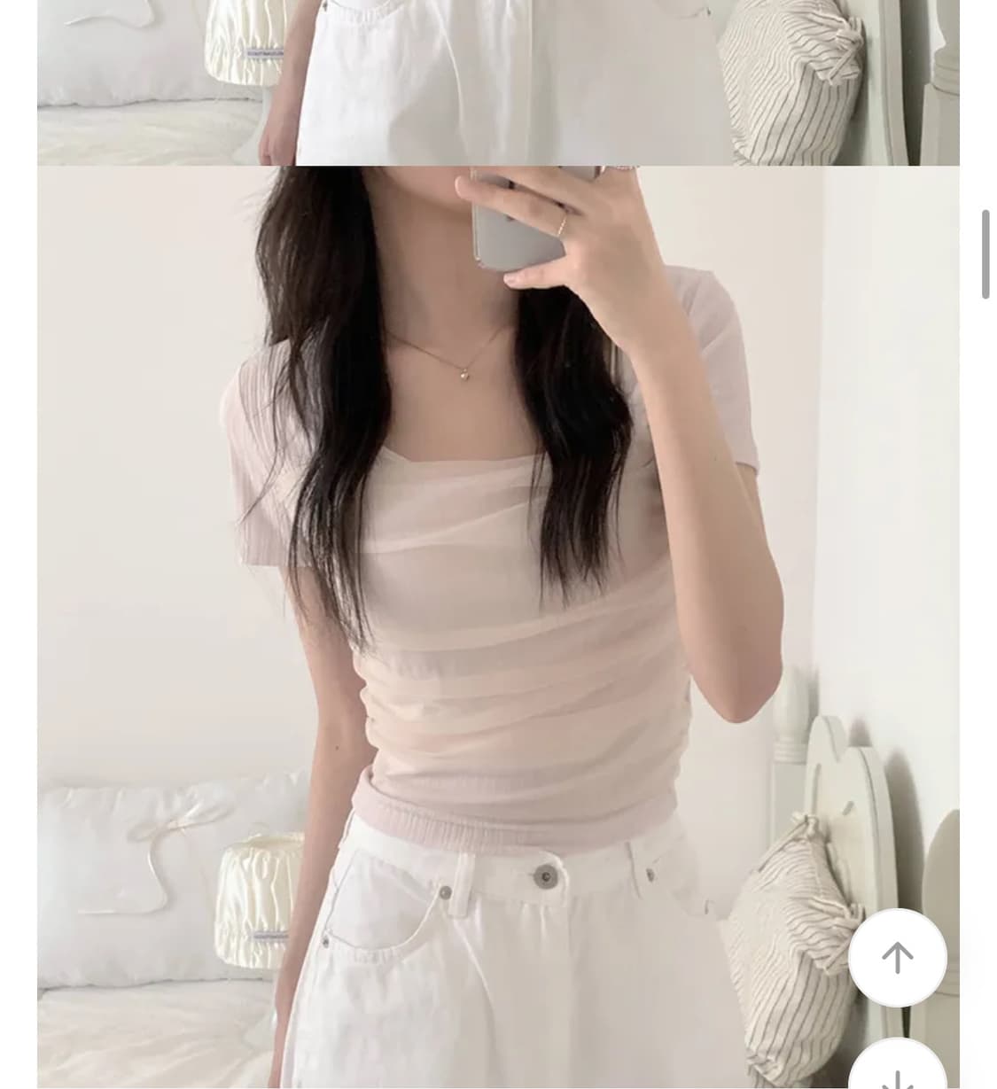 셔링 스퀘어넥 반팔 윪니 증명사진 추천템 상품이미지5