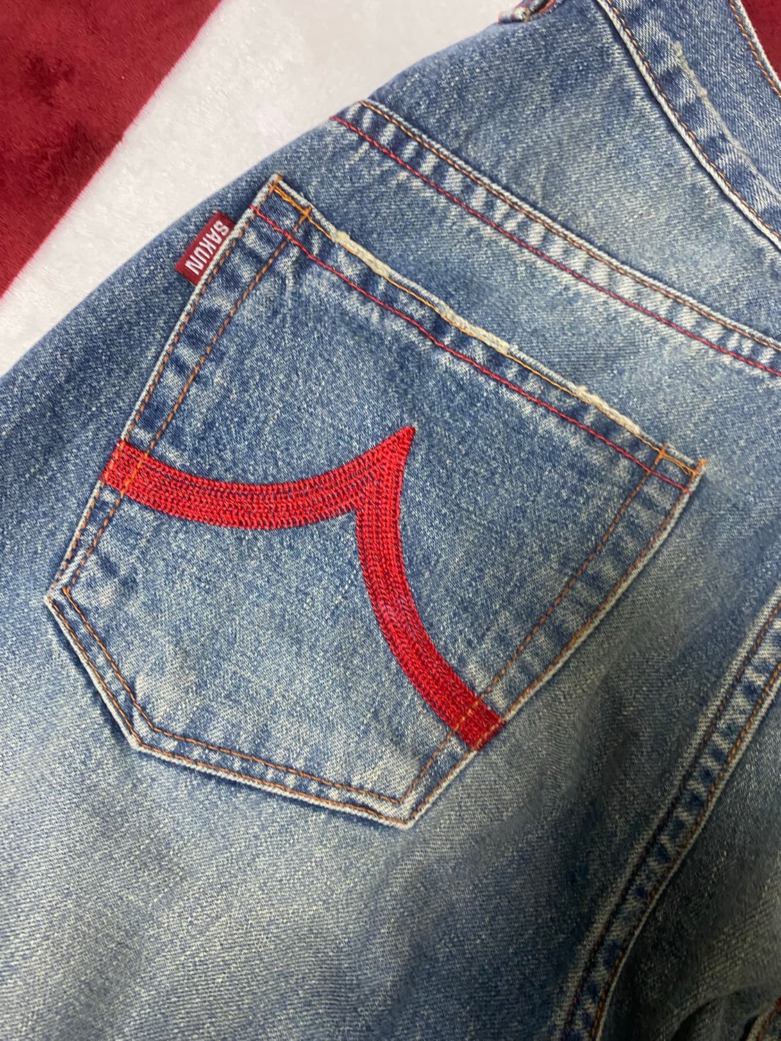 사쿤 레드스티치 데님진 상품이미지7