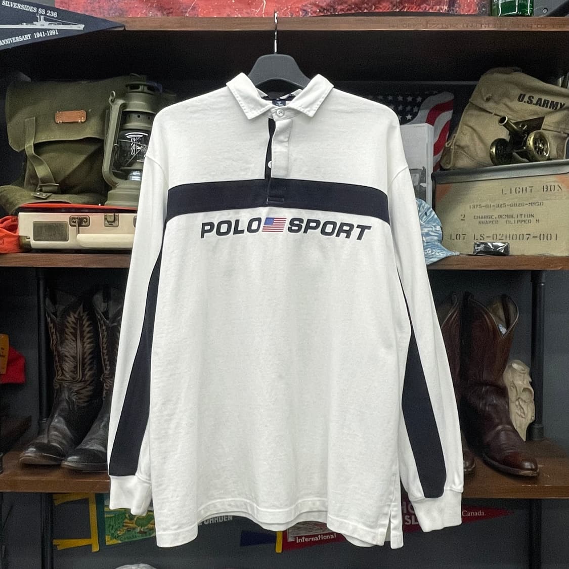 대장급 90s 폴로 스포츠 by 랄프로렌 빅 로고 스펠아웃 럭비티 셔츠 상품이미지1