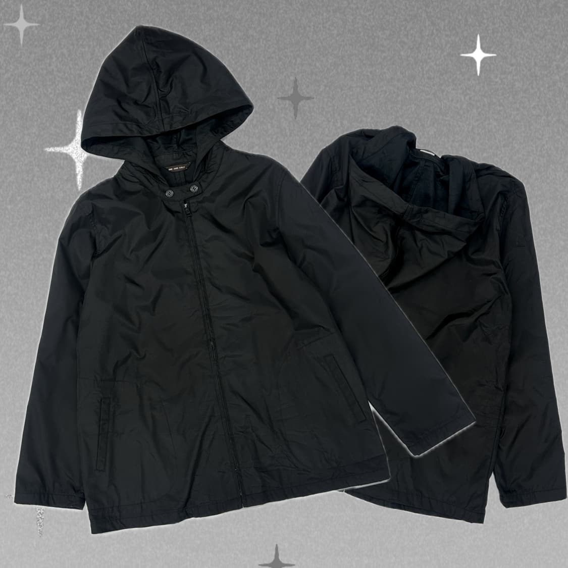 ONE AND HALF 블랙 바람막이 자켓 아우터 일본 빈티지 우비소녀 상품이미지1