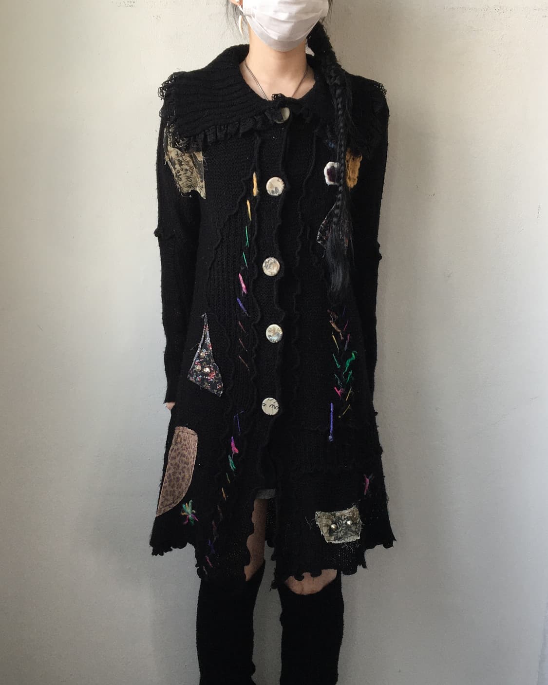 Patch stitch point knit long cardigan 상품이미지8