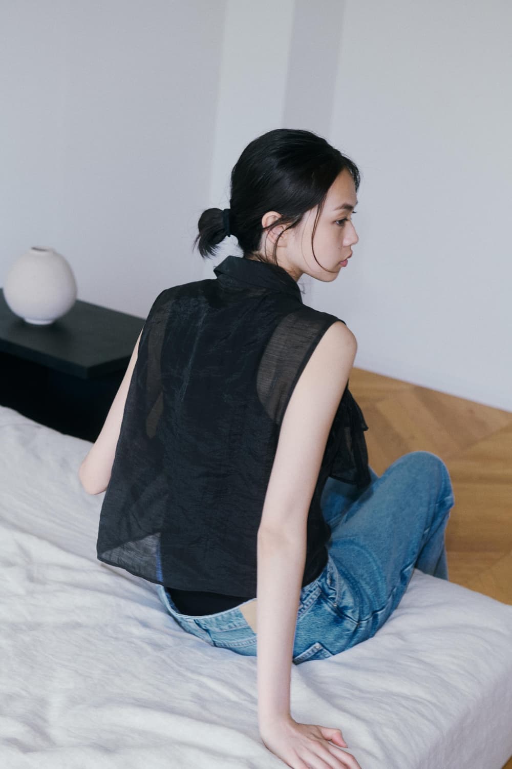 (새상품) ZARA 자라 프릴 세미 시스루탑 상품이미지2