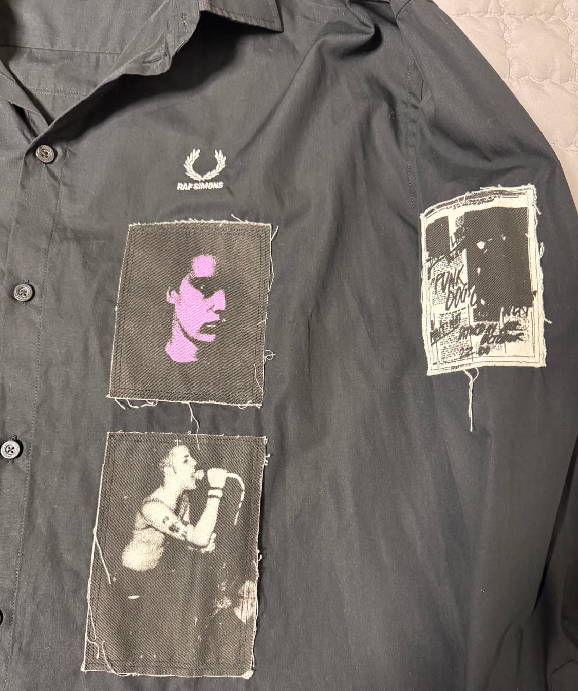 라프시몬스 프레드페리 패치 코튼 셔츠 m  상품이미지2