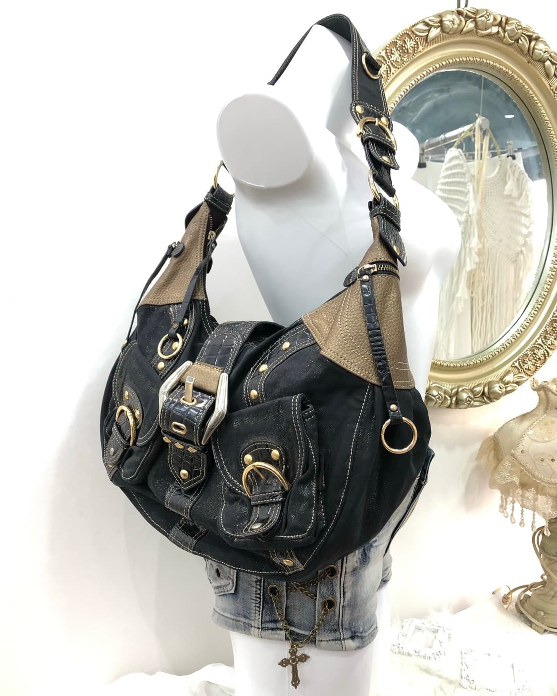 EGOIST glitter navy buckle shoulder bag 상품이미지3