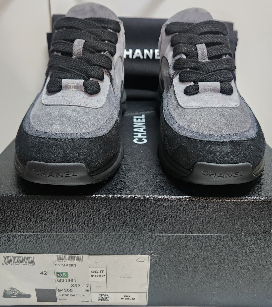 [정품 ] 샤넬 스니커즈 운동화 CC로고 스웨이드 그레이/블랙 42 상품이미지5
