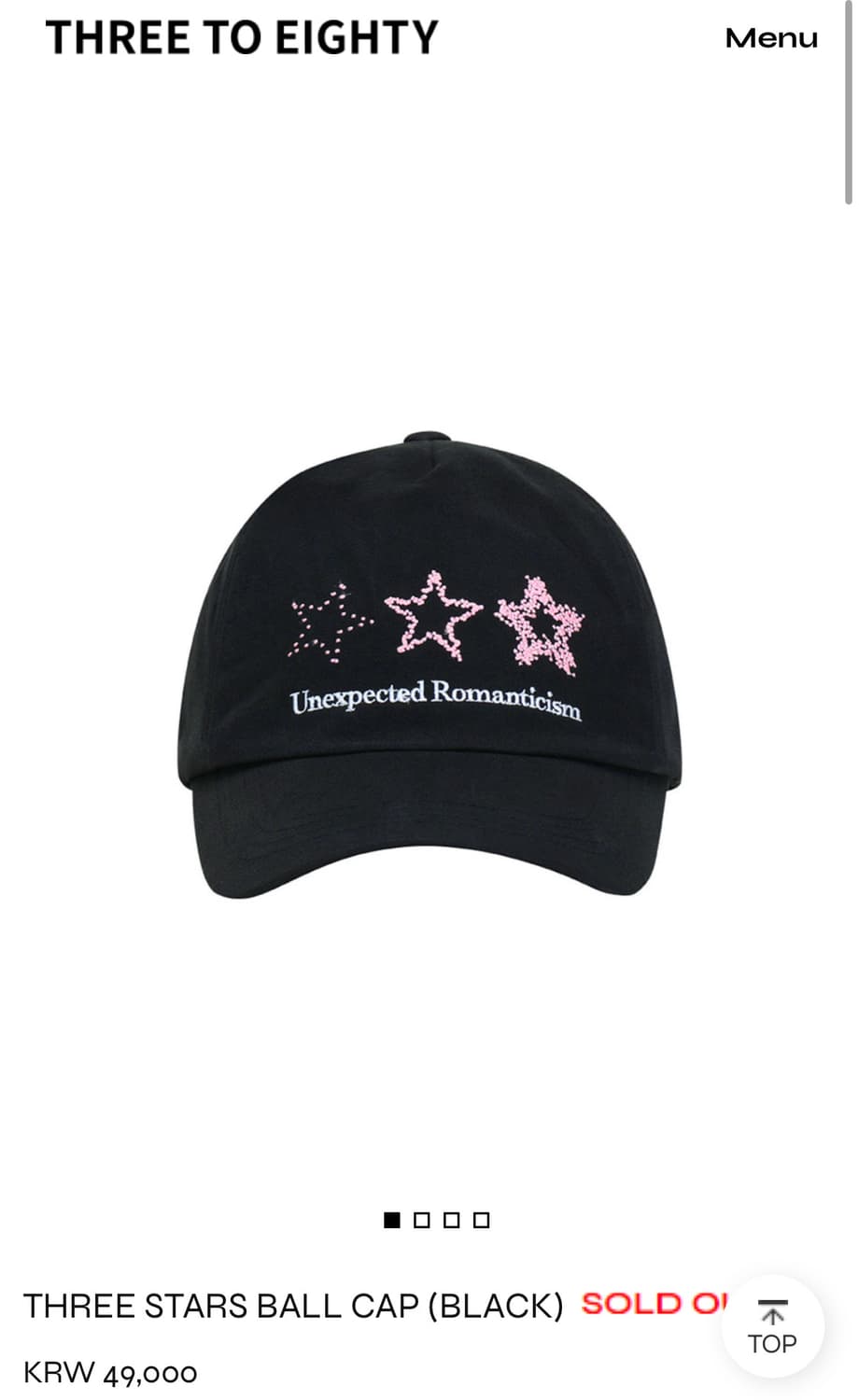 쓰리투에이티_ THREE STARS BALL CAP (BLACK) 상품이미지2