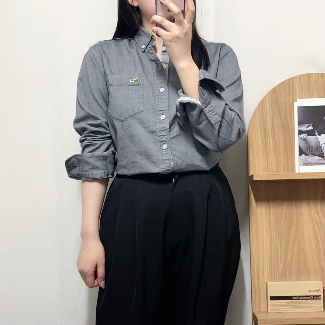 [정품] 라코스테 빈티지흑청 포켓 셔츠 [ 38 ] 상품이미지1