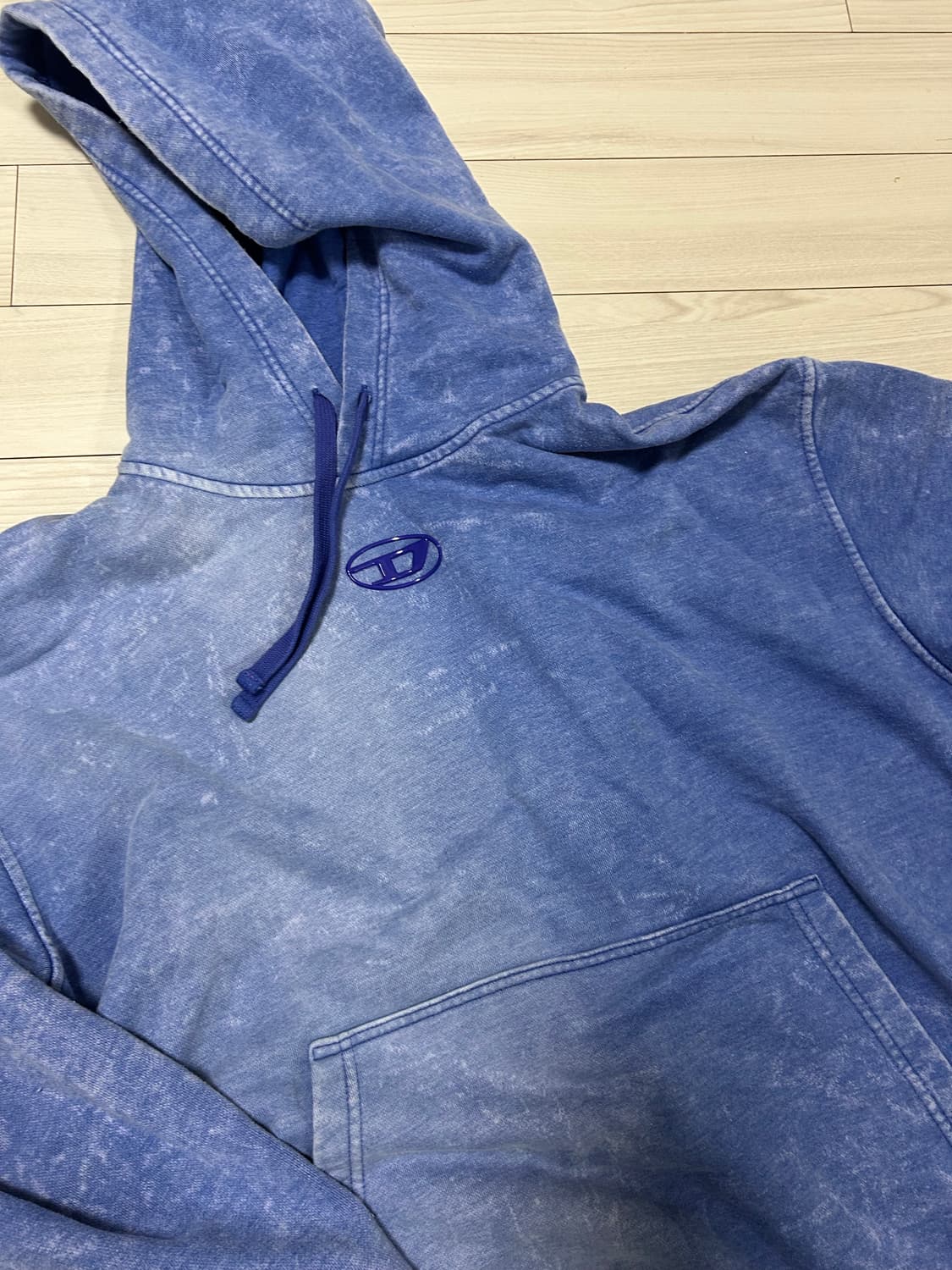 디젤 S-Macs-Hood 블루 오버다이드 후드티 상품이미지5