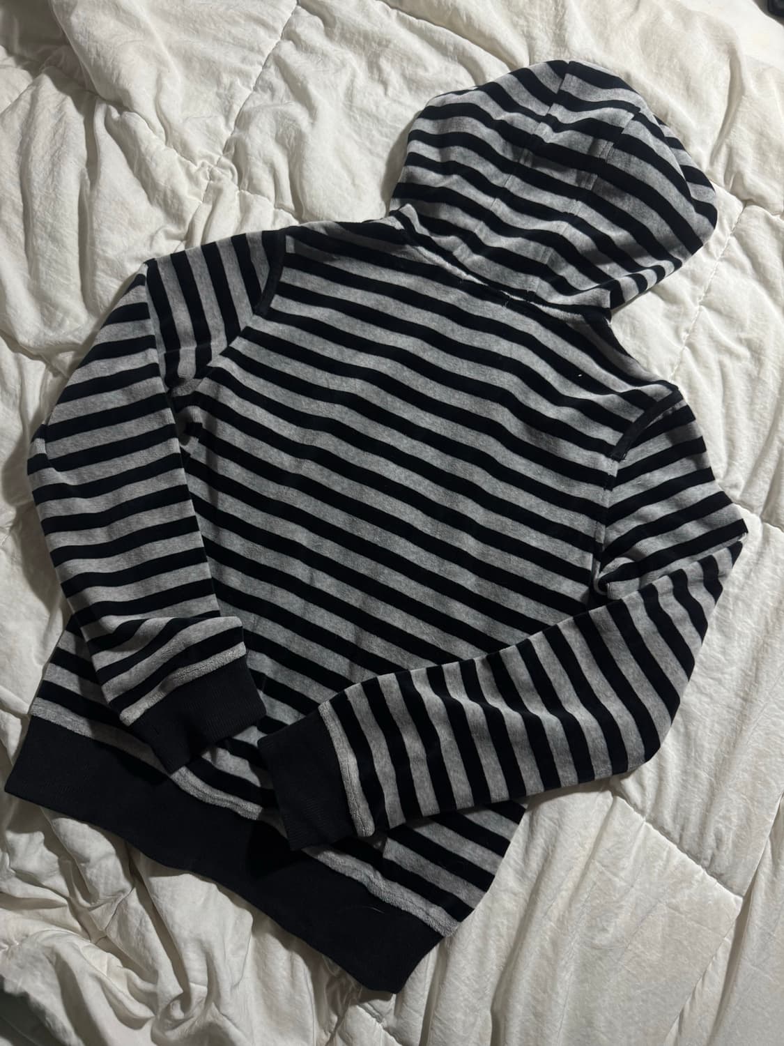 일본 빈티지 갸루 펑크 뱃지 디테일 스트라이프 슬림핏 후드집업 키치 상품이미지2