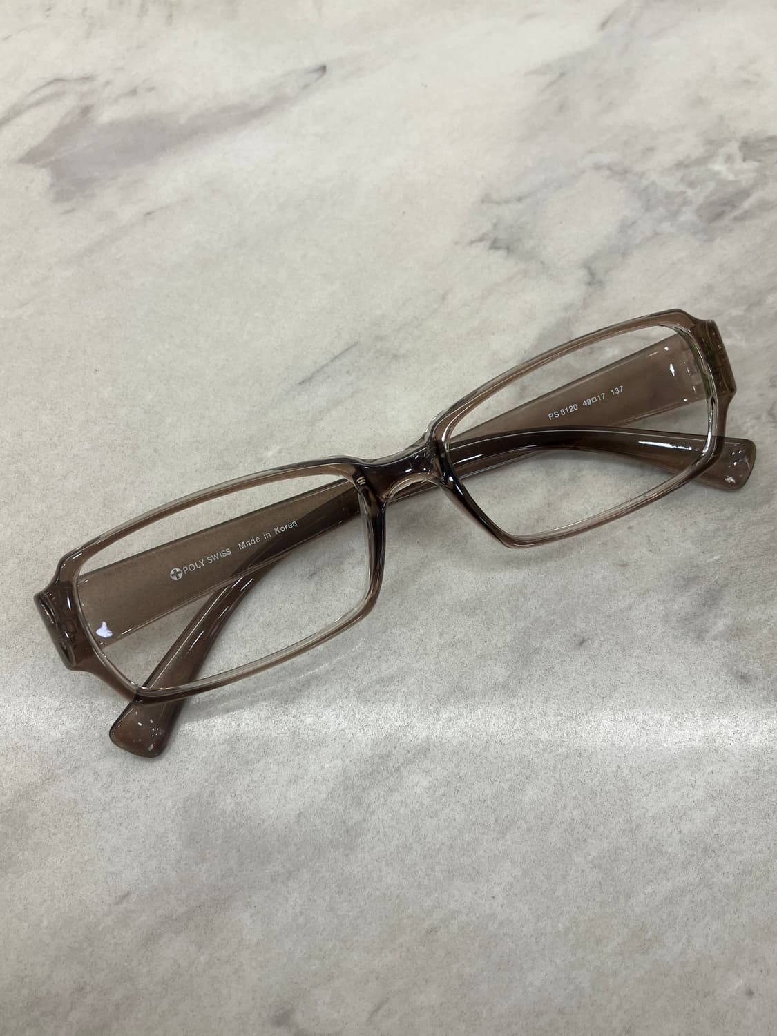 폴리 스위스 Poly swiss 브라운 클리어 스퀘어 뿔테 안경 상품이미지1