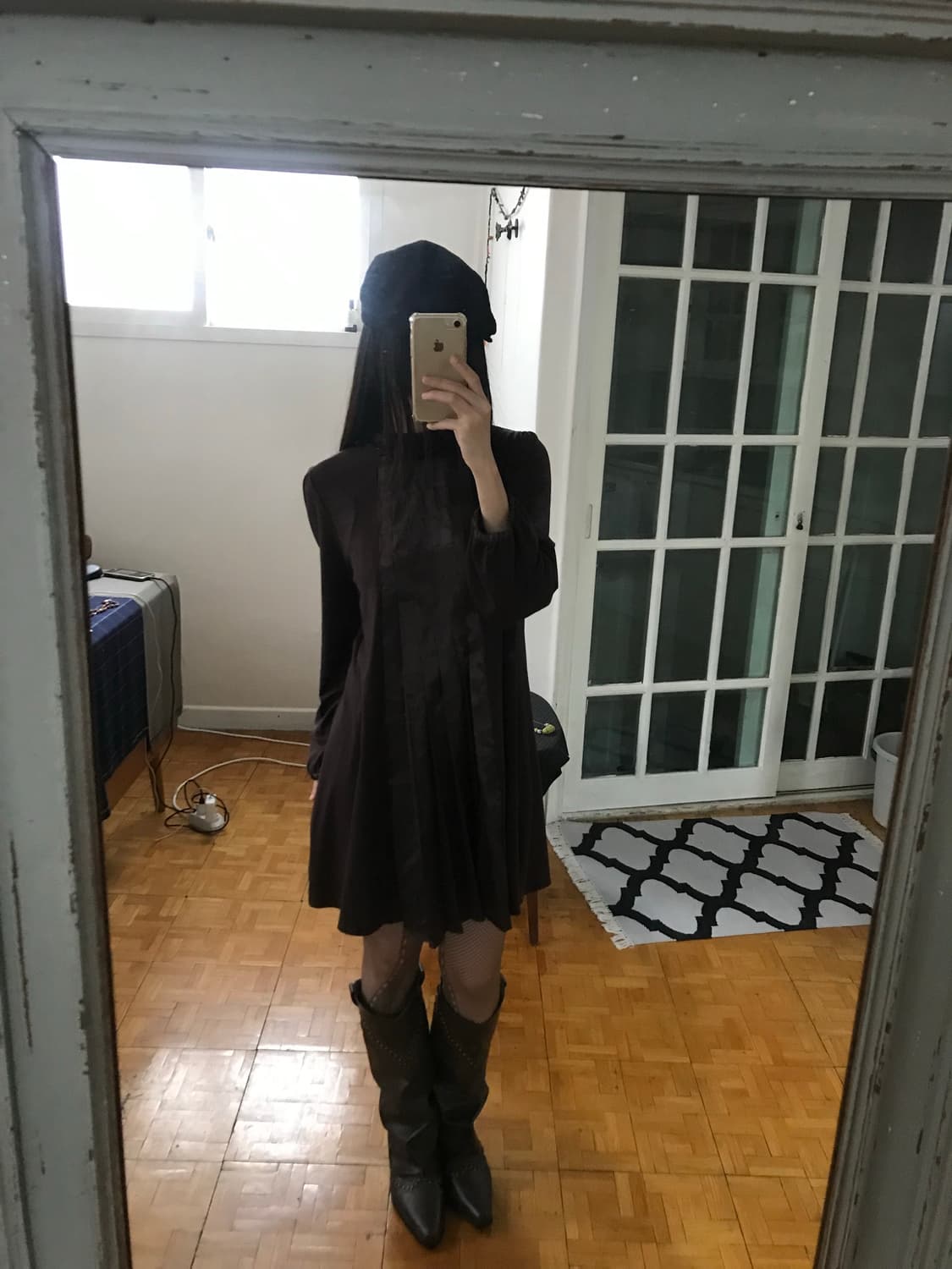 vintage frill brown one-piece 상품이미지3