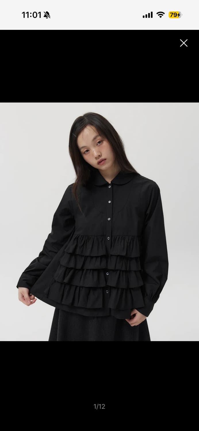 오헤시오 CANCAN FRILL BLOUSE 프릴 블라우스 셔츠 블랙 상품이미지1