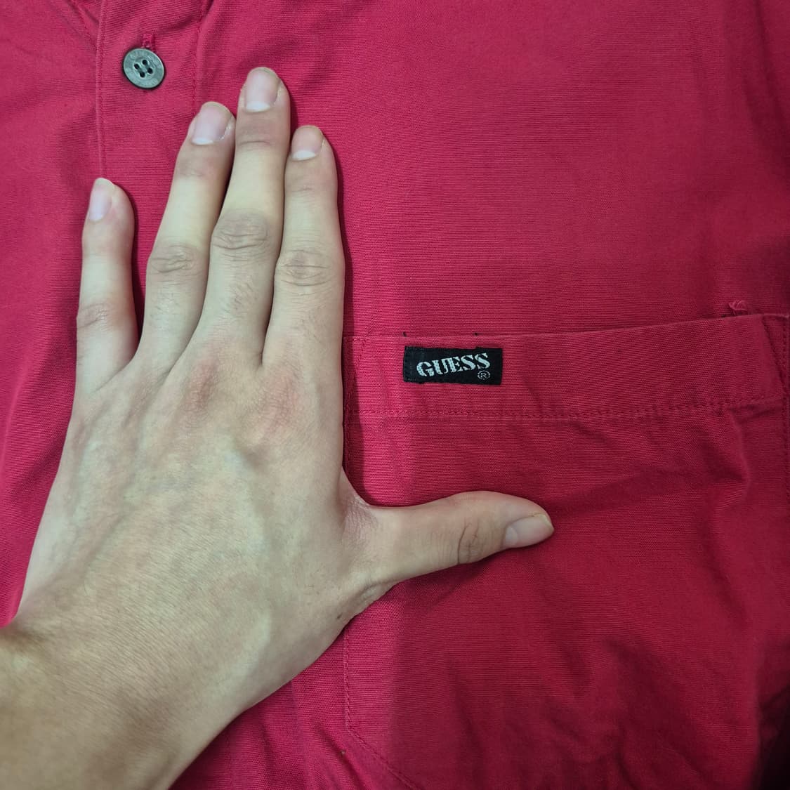 게스 BY 조르주 마르시아노 레드 긴팔 워크 셔츠 상품이미지4