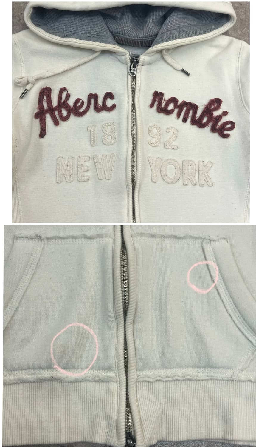 아베크롬비 기모 후드집업 아이보리 S #csz4171 상품이미지7