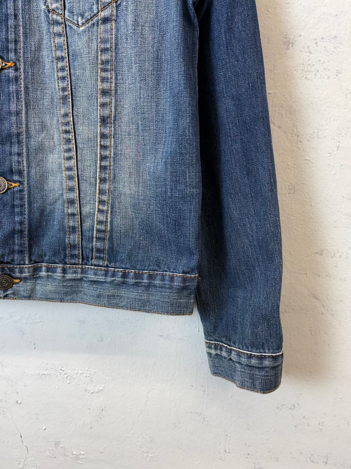 트루릴리전 빈티지 레더 로고 워싱 트러커 자켓 상품이미지7