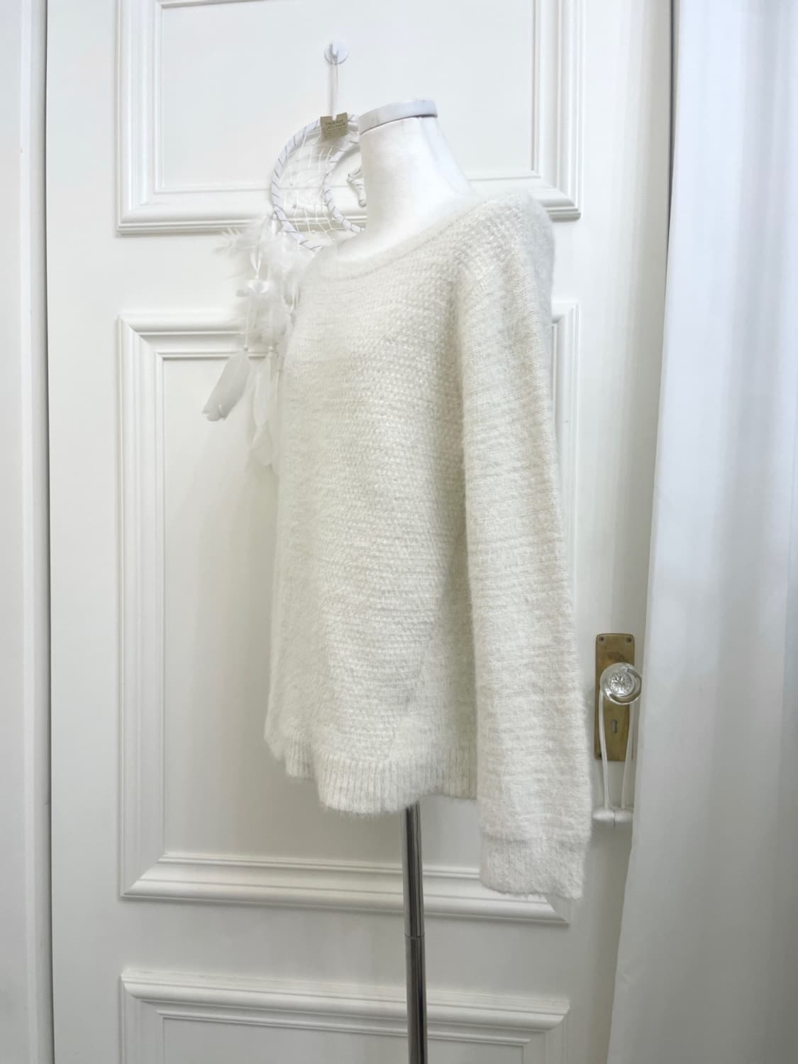 pure white one-shoulder basic glitter sw 상품이미지3