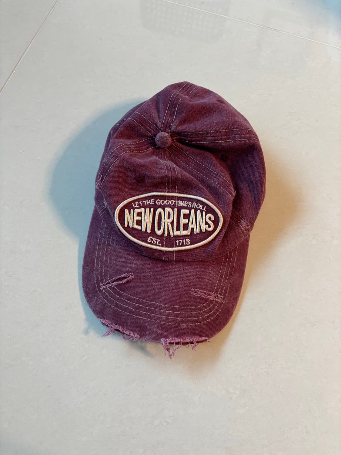 뉴올리언스 볼캡 빈티지 스타일 모자 버건디 볼캡 상품이미지1