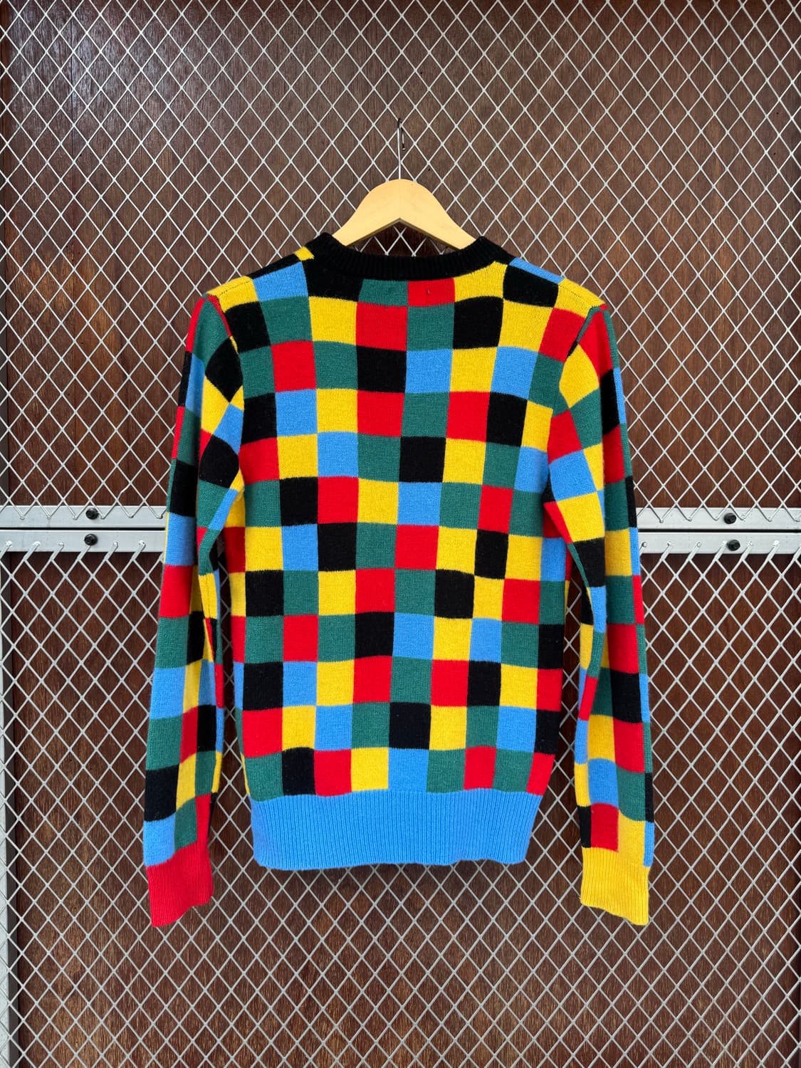 BEAMS 빔즈 컬러풀 체크 패턴 니트 울 니트 S 상품이미지5