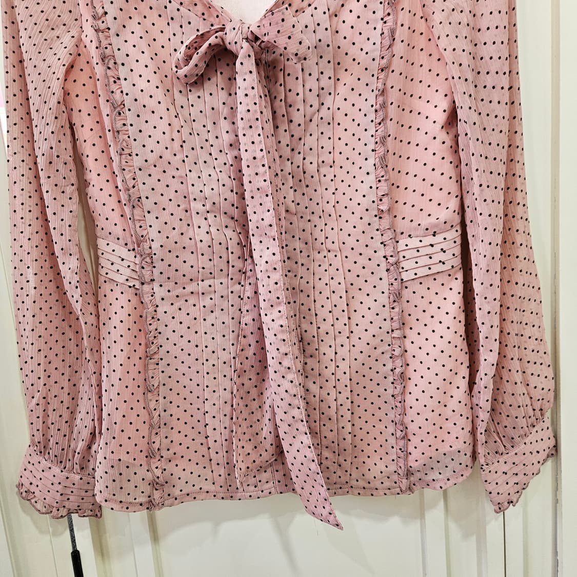 핑크 도트 리본 블라우스 상품이미지5