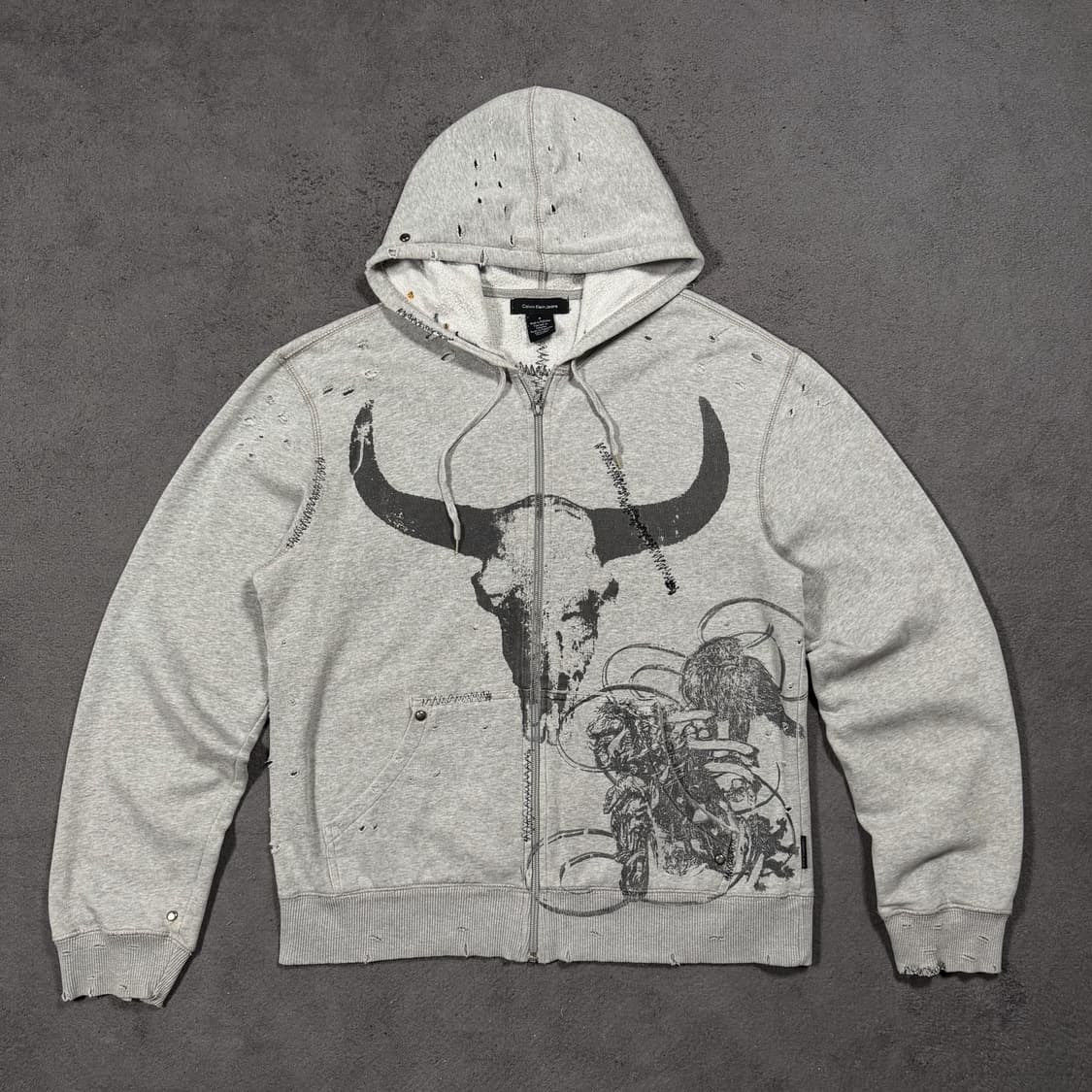 켈빈 클라인 y2k 디스트레드 그런지 후드집업 상품이미지1