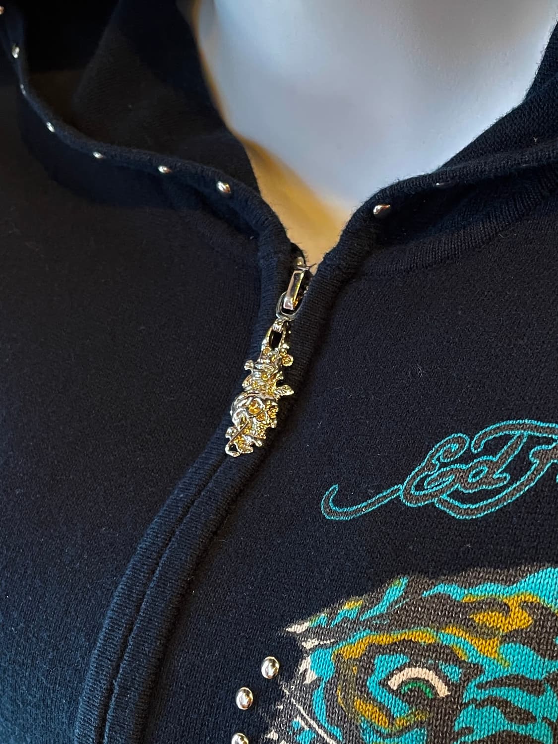 ed hardy 에드하디 호랑이 다크네이비 롱후드 집업 펑크 갸루 y2k 상품이미지3