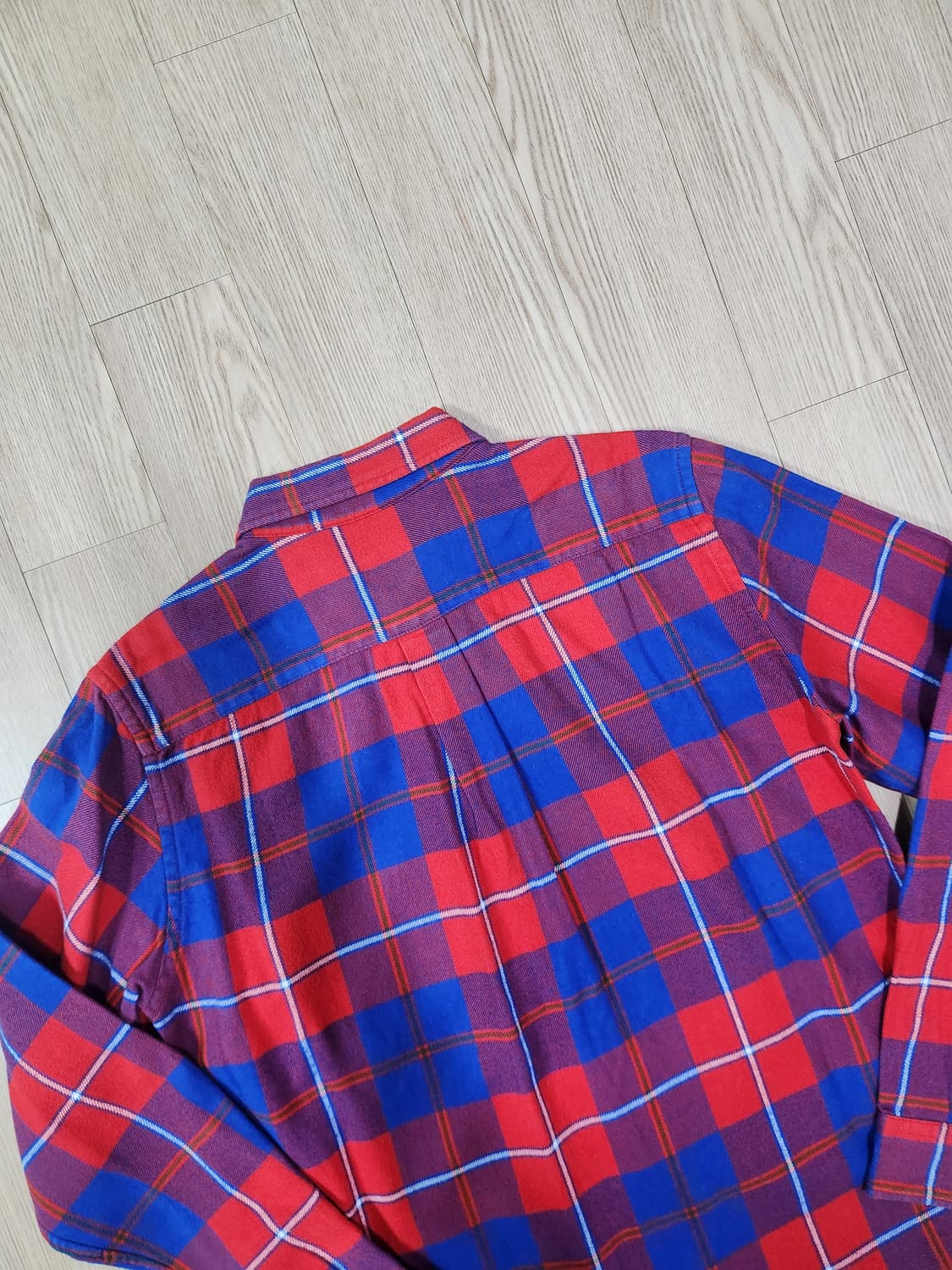 하레 메이드 재팬 레드 블루 체크 플란넬 셔츠 상품이미지5
