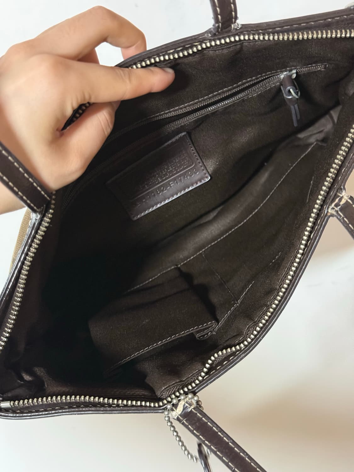 코치 시그니처 브라운 자카드 토트백 빈티지 Y2K 상품이미지5