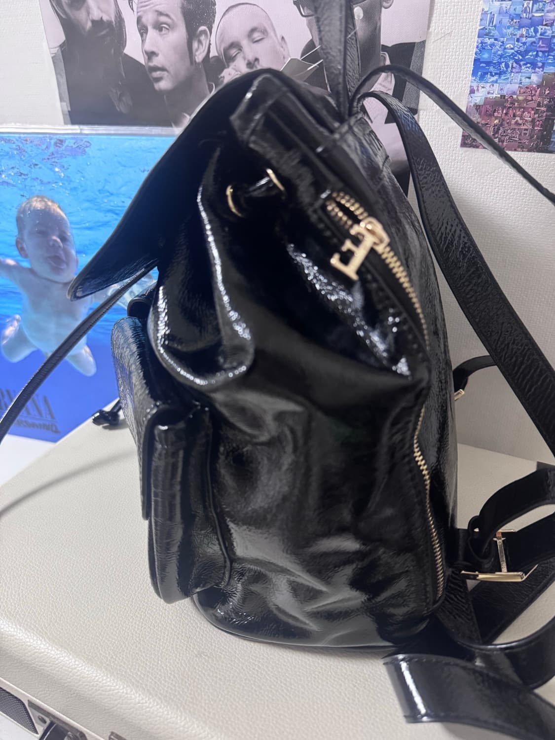 앙트레브 블랙 레더 백팩 상품이미지2