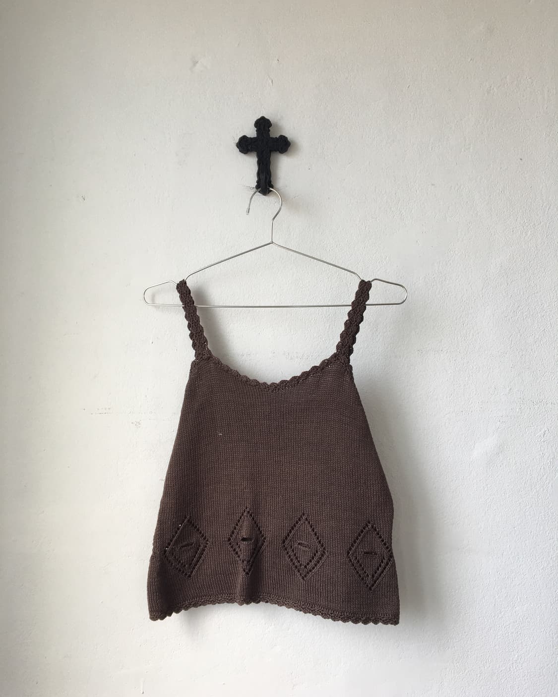 diamond pattern point crochet sleeveless 상품이미지2