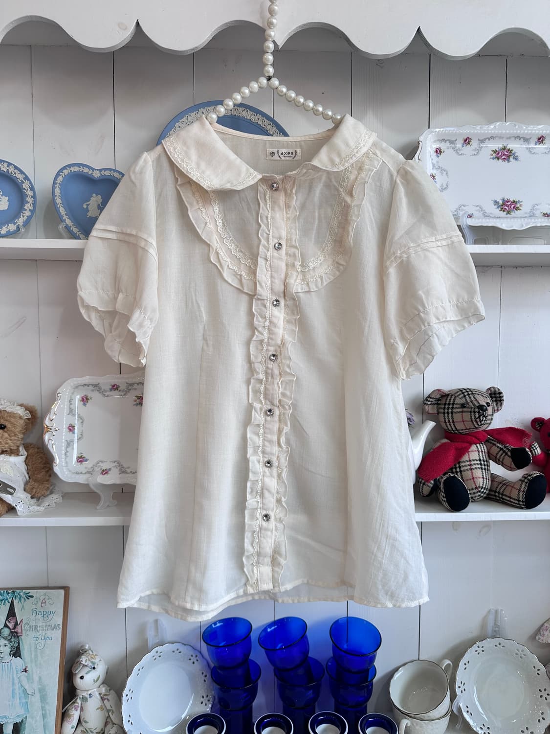 액시즈팜 레이스 블라우스 아이보리 상품이미지1