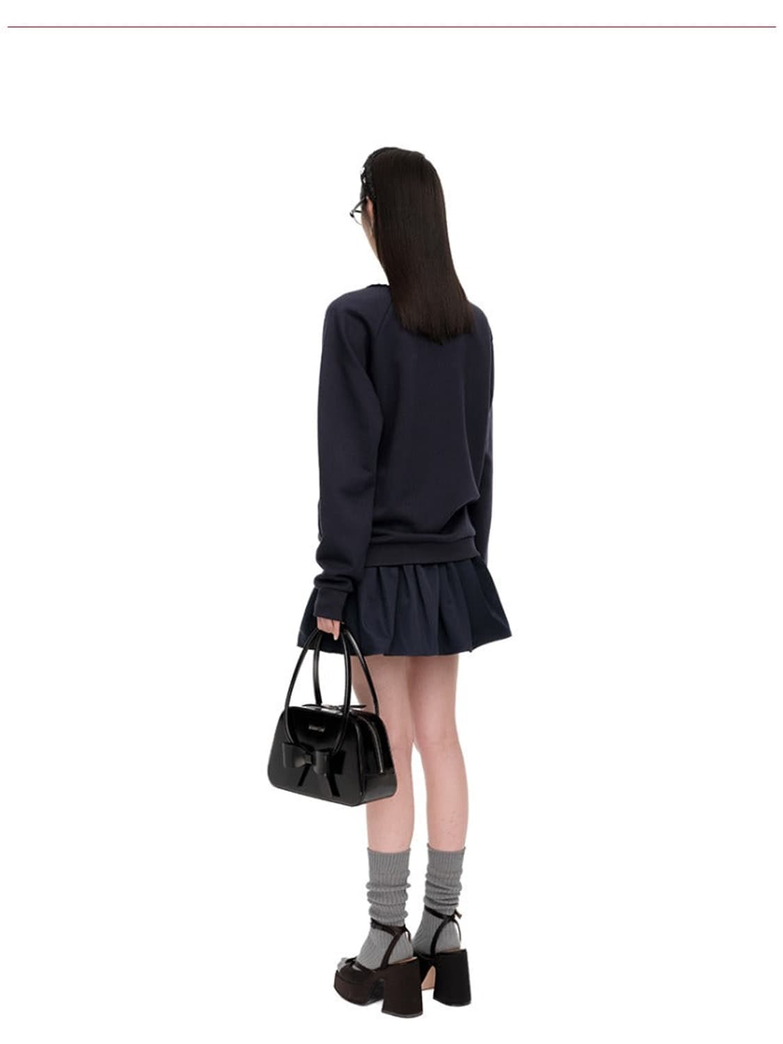 [8,10]슈슈통 25fw 돌 카라 스웨트셔츠/네이비 상품이미지3