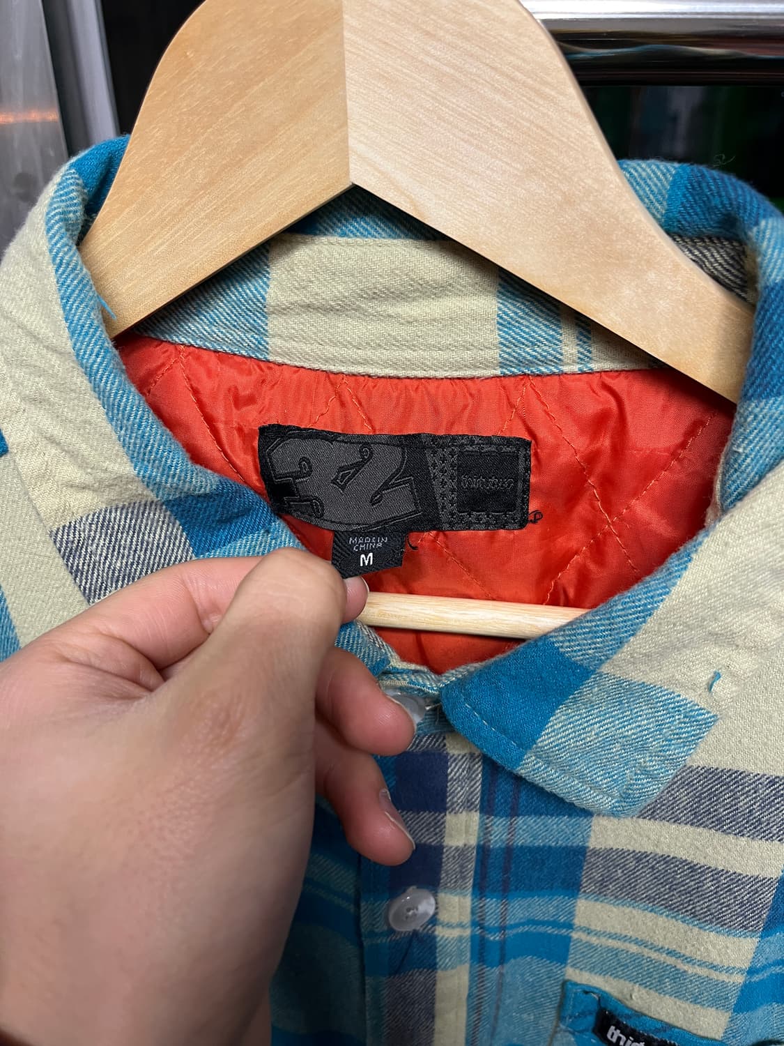 써티투 블루 체크 플란넬 셔츠 자켓 상품이미지3