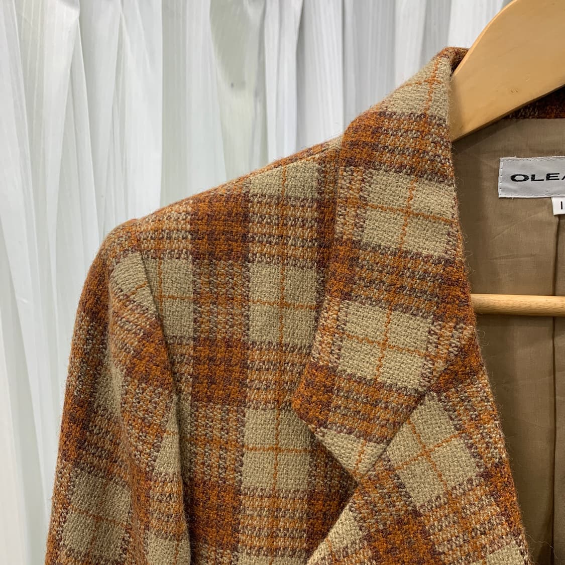 일본 빈티지 OLEART 울 체크 더블 자켓 1679 상품이미지2