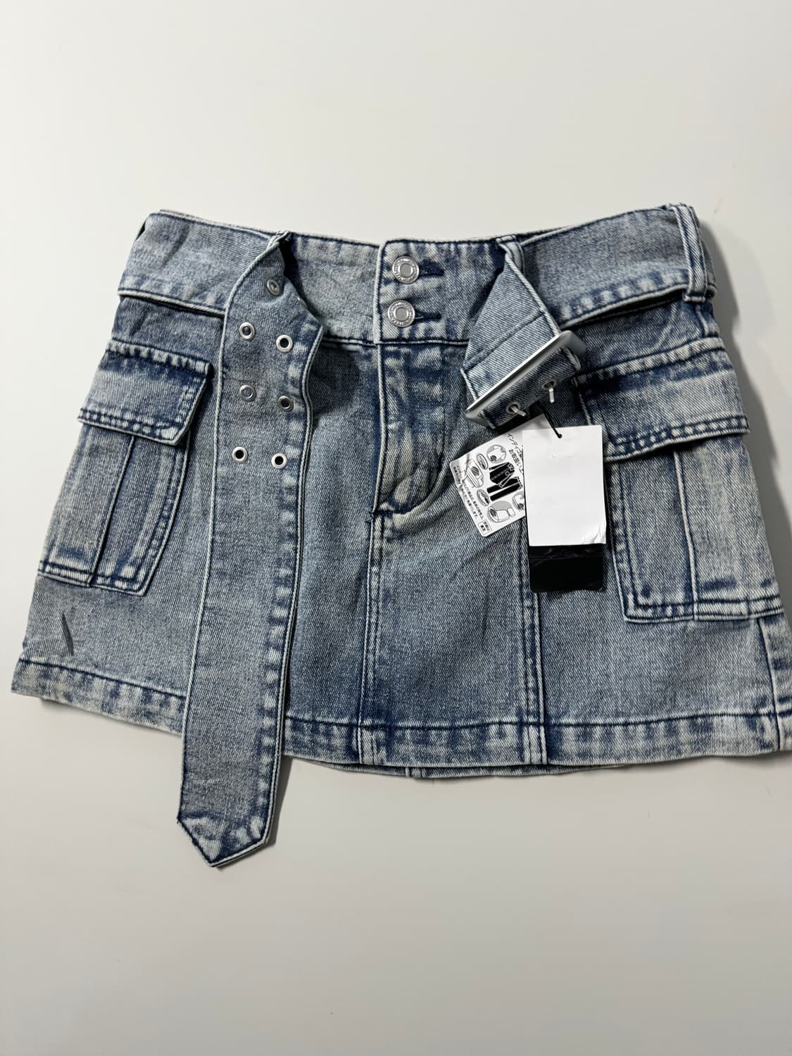 (미사용) 벨티드 워싱 로우 라이즈 데님 스커트 상품이미지3