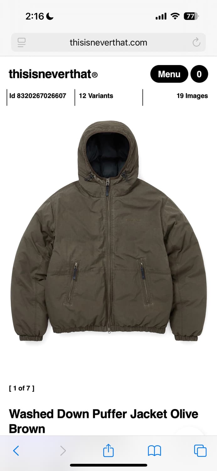 디스이즈네버댓 워시드 다운 푸퍼 자켓 XL 상품이미지1